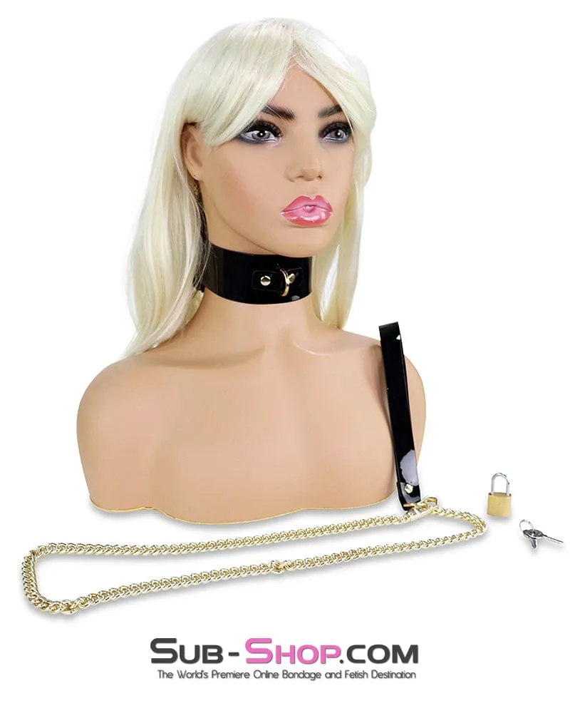 0953DL      Patent Penalty Black Bondage Slave Collar and Leash