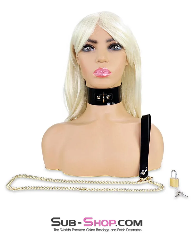 0953DL      Patent Penalty Black Bondage Slave Collar and Leash