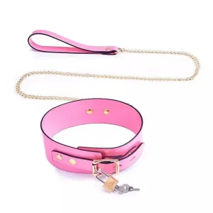 0962DL      Patent Penalty Pink Bondage Slave Collar and Leash