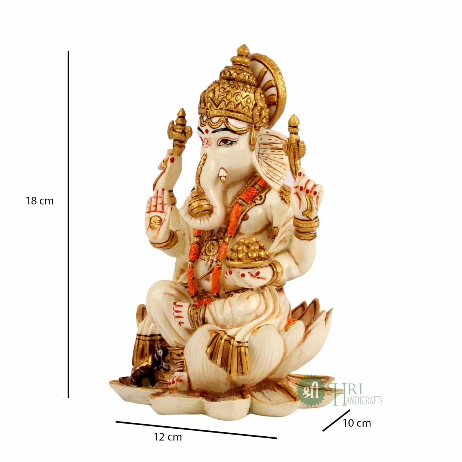 6.5" GANESHA SITTING ON LOTUS FINE GOLD PAINTING