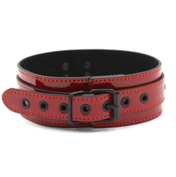 7891M      Candy Apple Lustful Red Bondage Collar with Matte Black Hardware