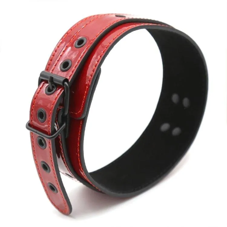 7891M      Candy Apple Lustful Red Bondage Collar with Matte Black Hardware