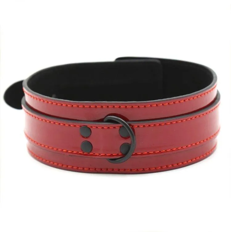 7891M      Candy Apple Lustful Red Bondage Collar with Matte Black Hardware