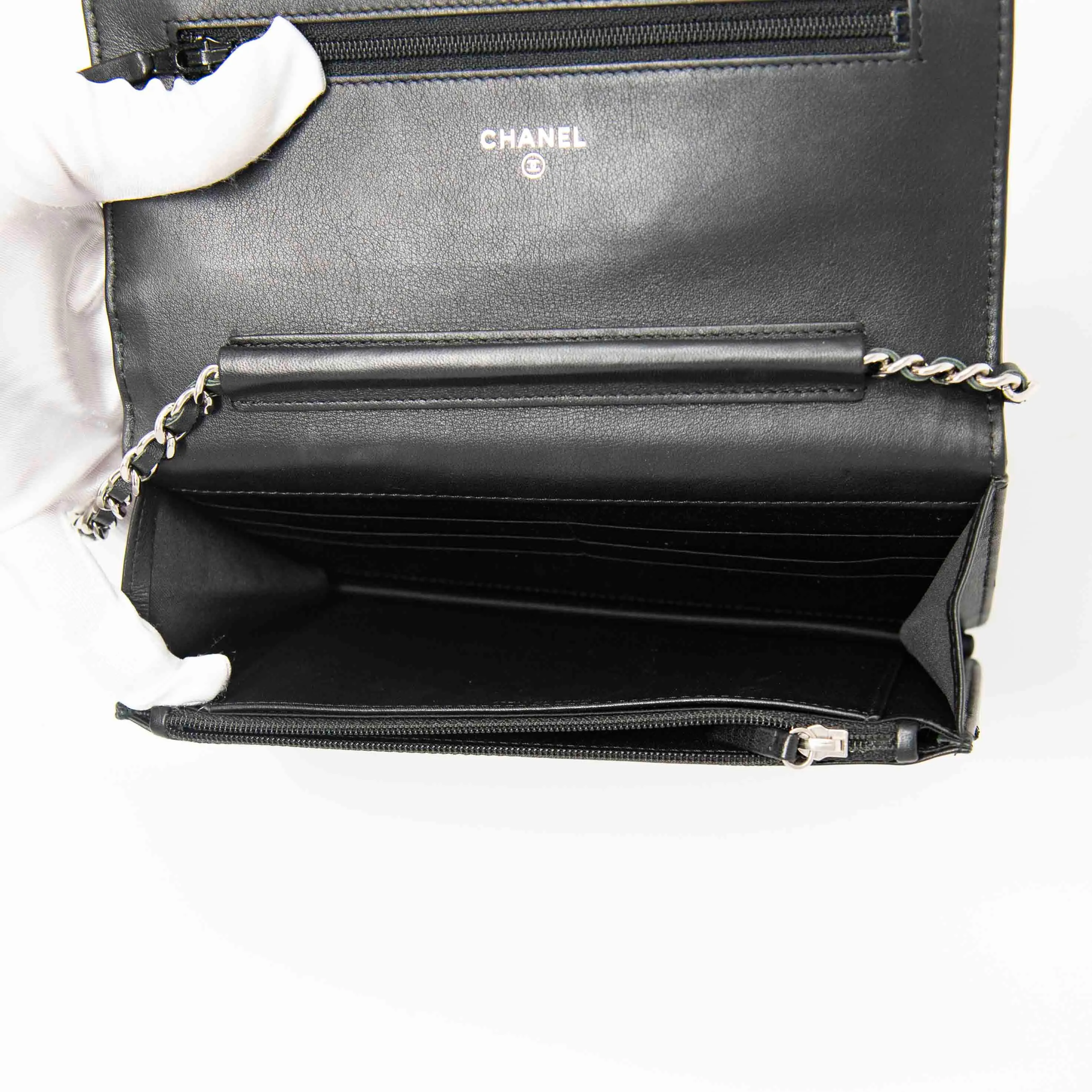 Chanel Black Camellia Wallet On Chain