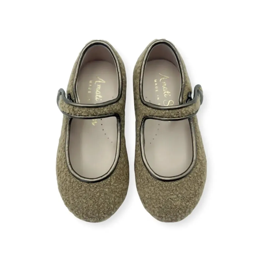 Charlotte- Taupe Bouclé Mary Jane Shoes