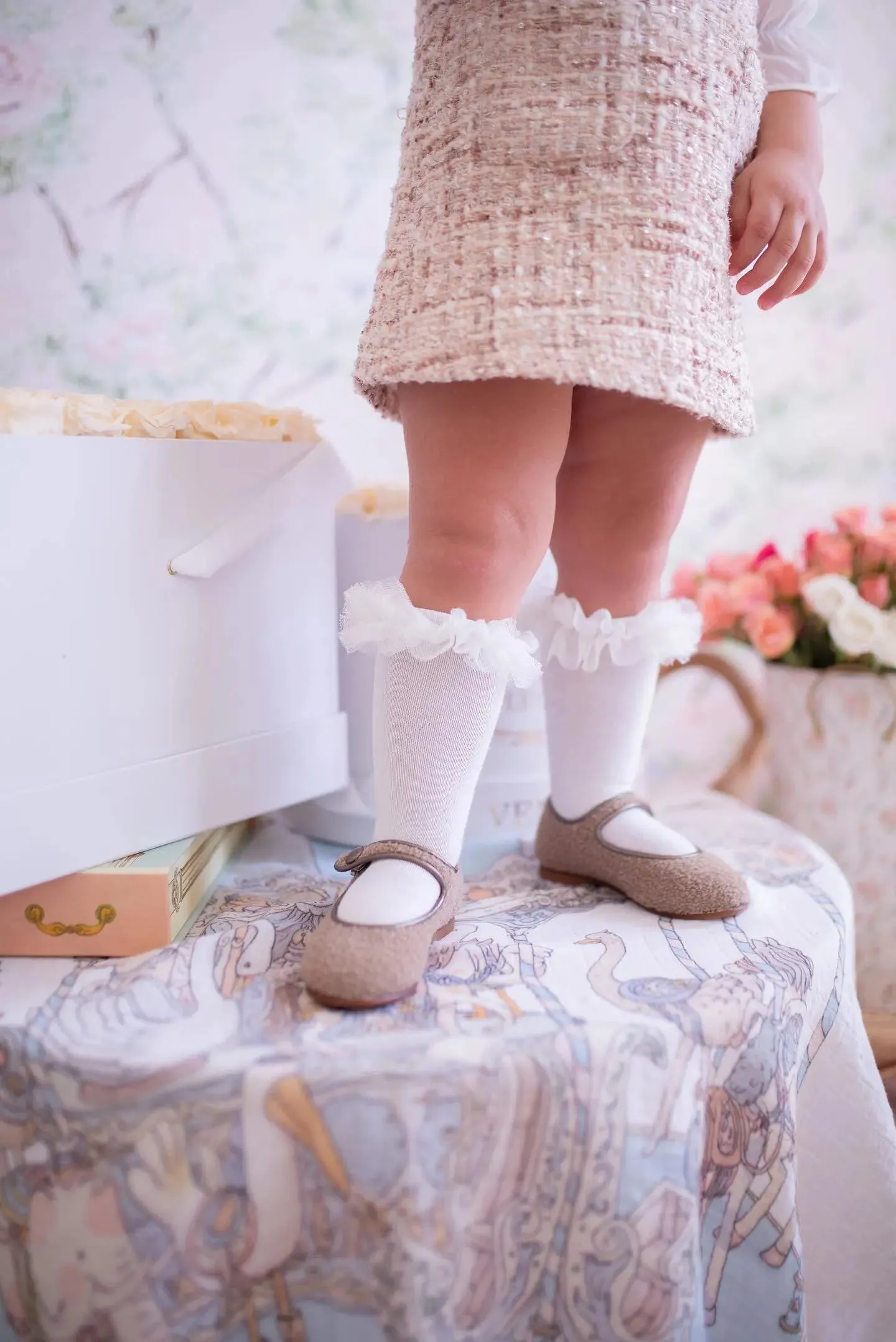 Charlotte- Taupe Bouclé Mary Jane Shoes