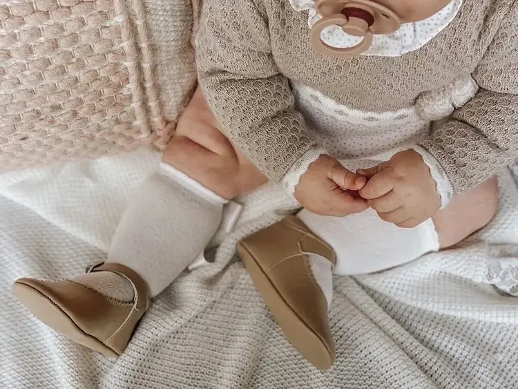 Chloe- Tan Leather Baby Mary Jane Shoes