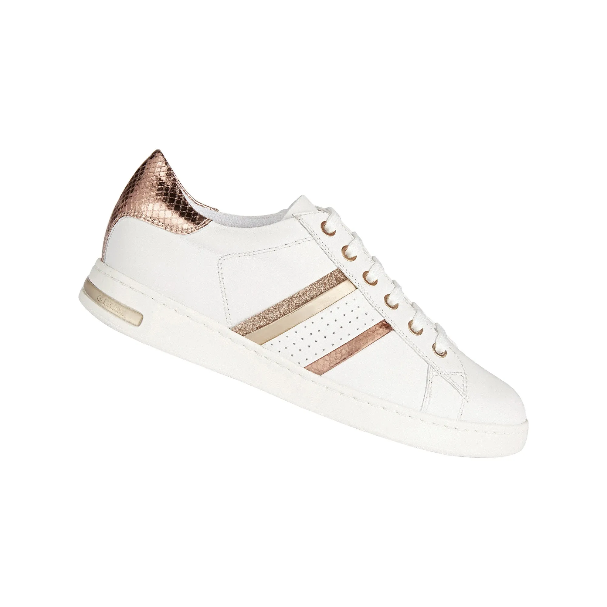 Geox Jaysen Ladies Rose Gold Trim Sneaker