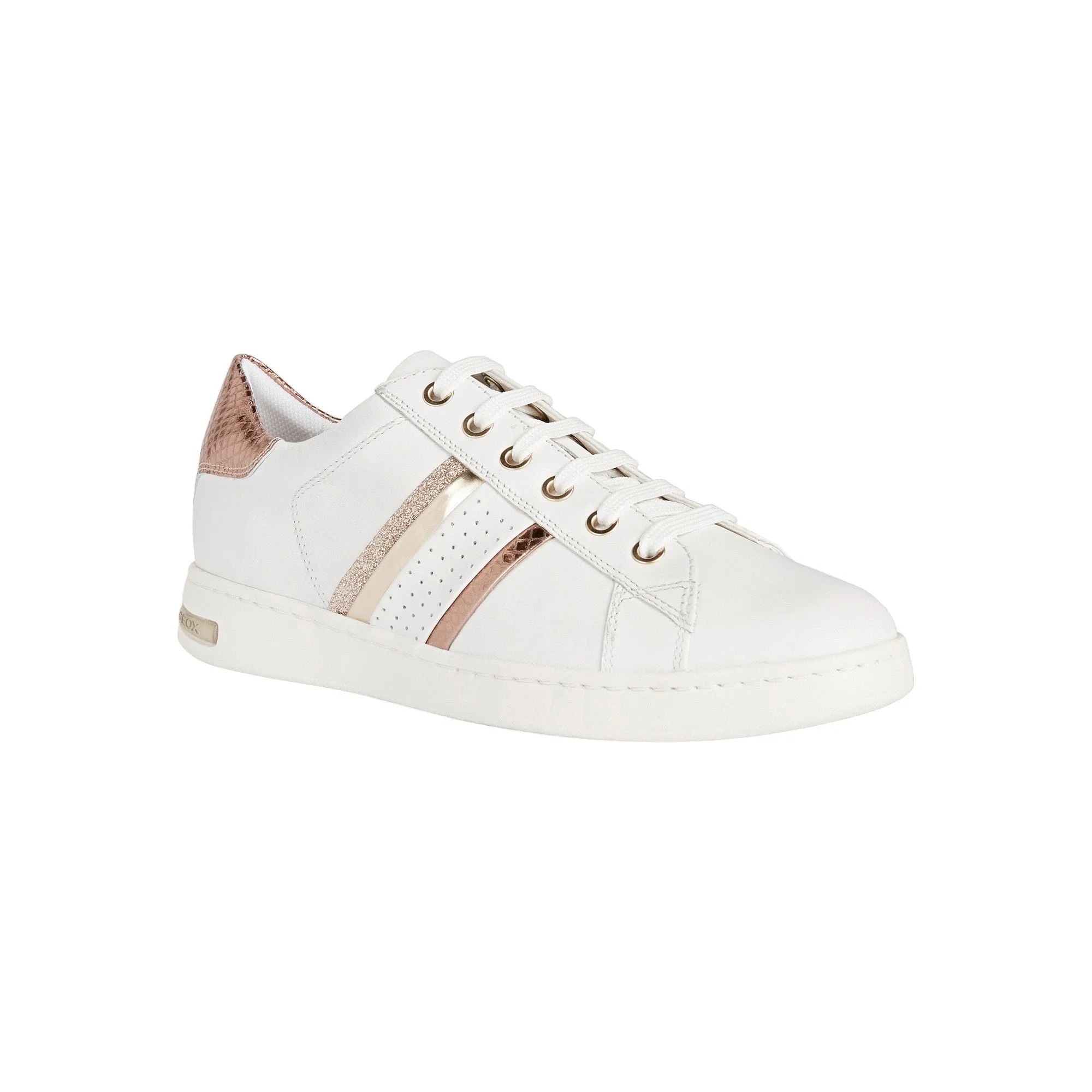 Geox Jaysen Ladies Rose Gold Trim Sneaker