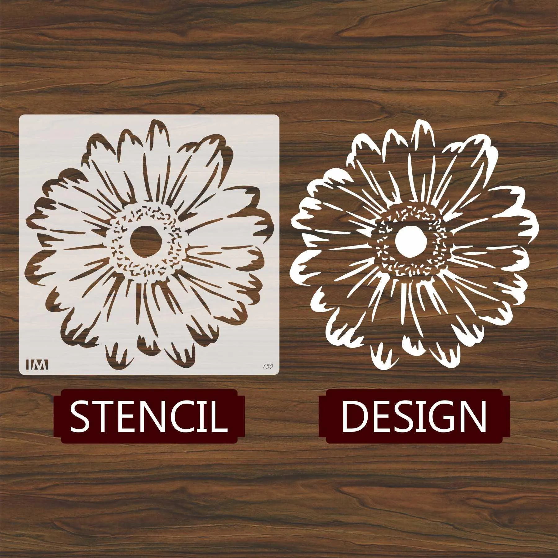 Gerbera Daisy Flowers Reusable Stencil For Canvas And Wall Painting.ID#150