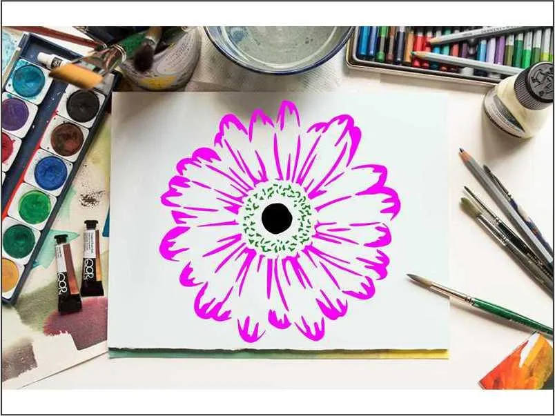 Gerbera Daisy Flowers Reusable Stencil For Canvas And Wall Painting.ID#150