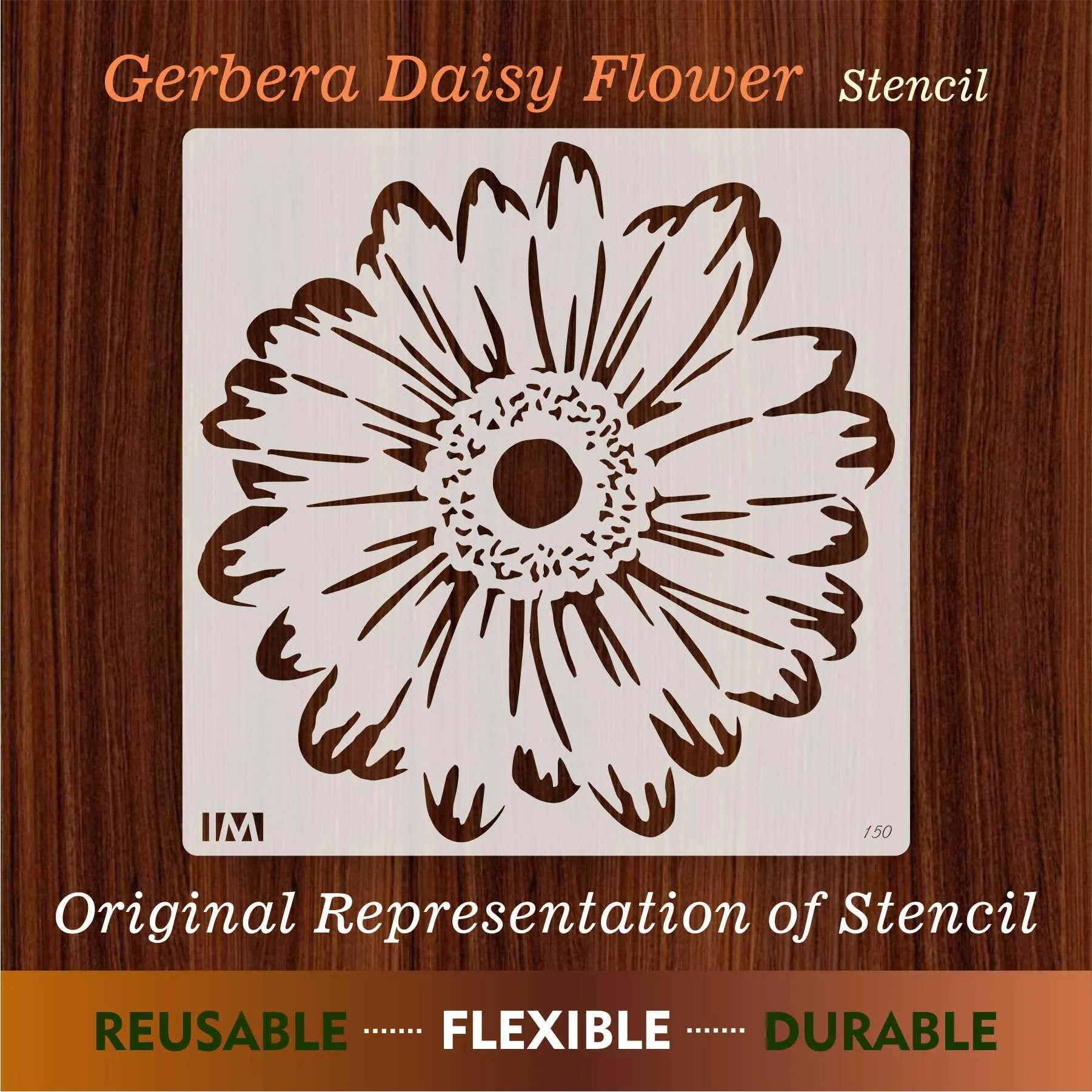 Gerbera Daisy Flowers Reusable Stencil For Canvas And Wall Painting.ID#150