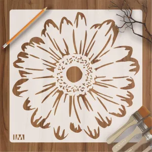 Gerbera Daisy Flowers Reusable Stencil For Canvas And Wall Painting.ID#150