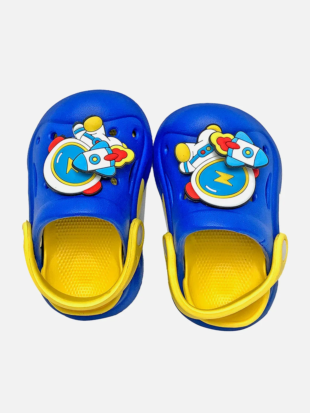 Little Surprise Box Blue & Yellow spinning rocket Slip on Clogs/Footwear for Toddlers & Kids