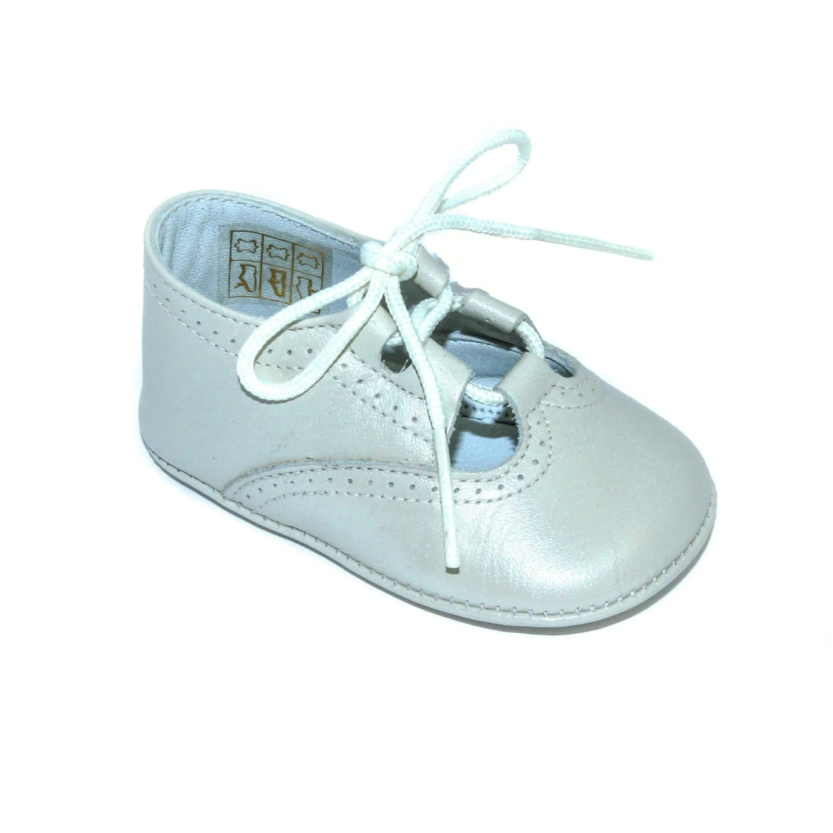 Lucia- Ivory Pearlized Leather Baby Shoes