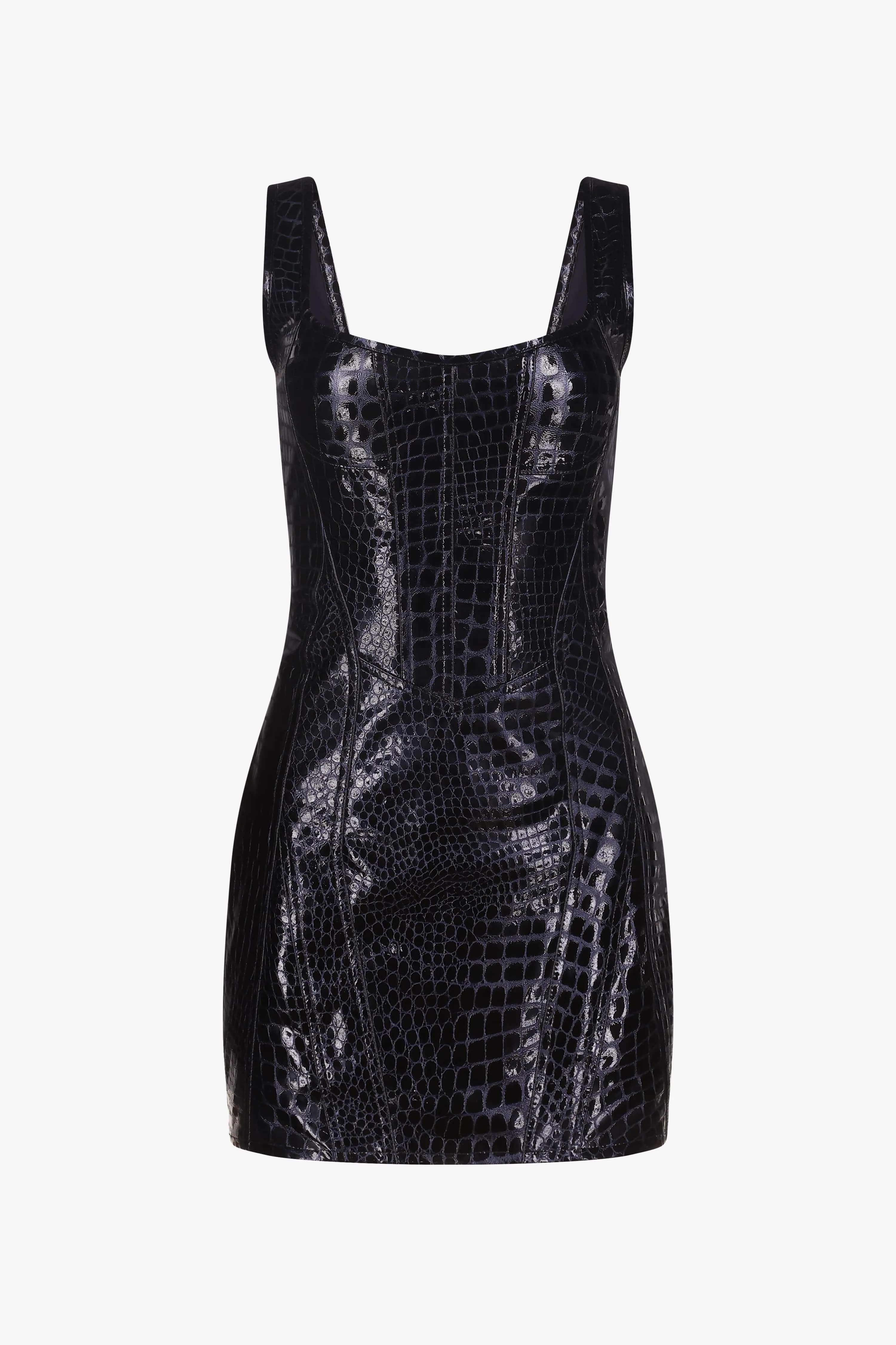 Midnight Croc Leather Corset Dress