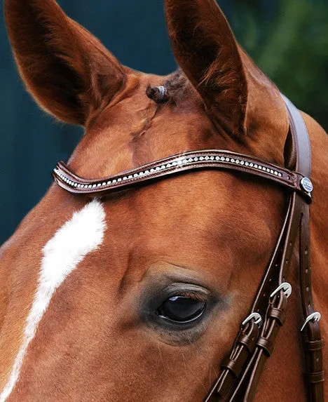 Passier Browband, Waved, Patent Leather w/ Strass Crystals