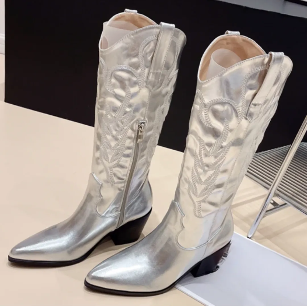 Pre Order:  Soft PU Leather Casual Cowgirl Boots