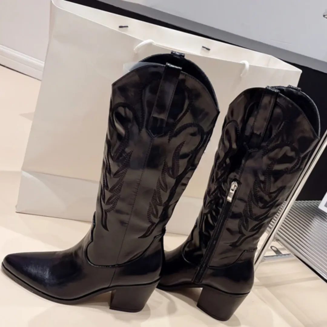 Pre Order:  Soft PU Leather Casual Cowgirl Boots