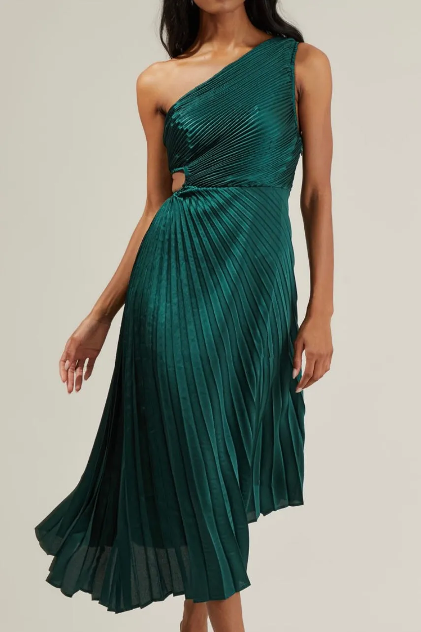 RAELYN EMERALD ONE SHOULDER DRESS