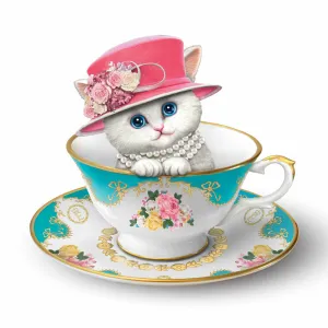 Royal Purr-fection Queen Royal Kitten Cat Teacup Figurine