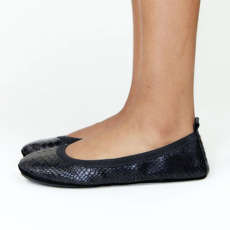 Samara Foldable Ballet Flat in Black Python