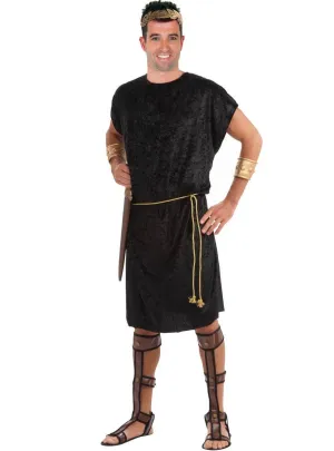 Valiant Mens Black Velvet Roman Toga Plus Size Costume