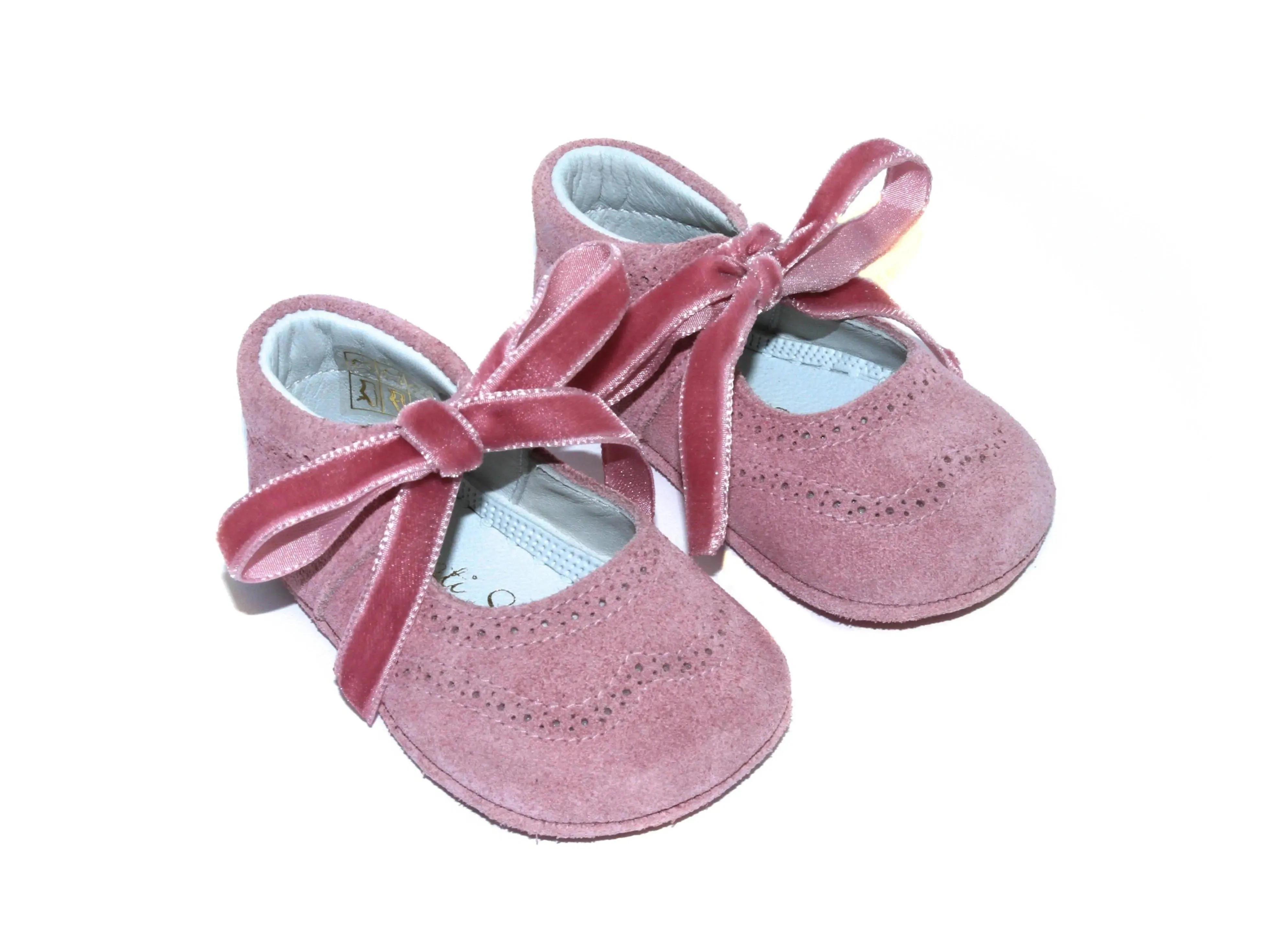 Verónica- Pink Suede Baby Mary Jane Shoes