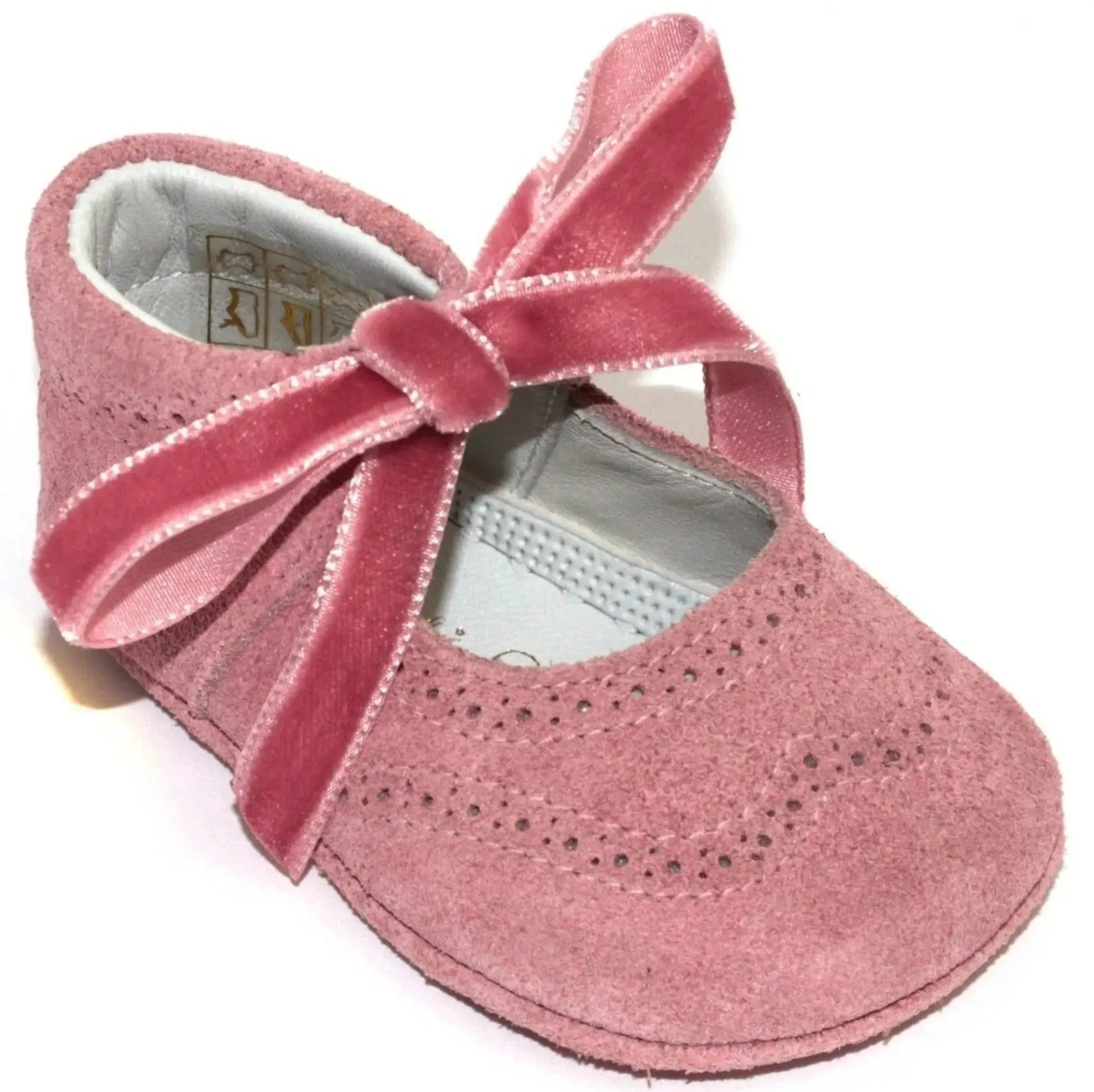 Verónica- Pink Suede Baby Mary Jane Shoes