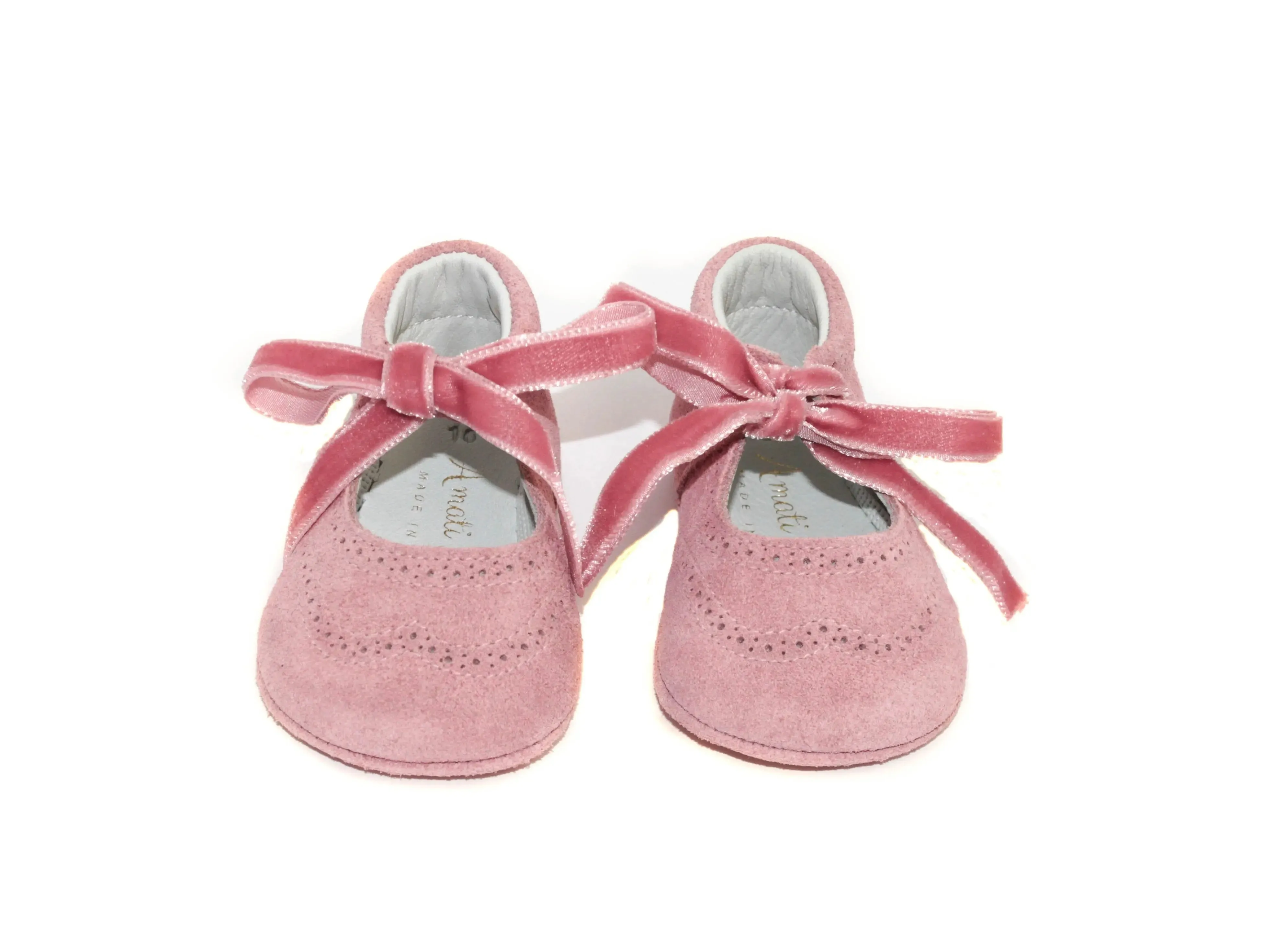 Verónica- Pink Suede Baby Mary Jane Shoes