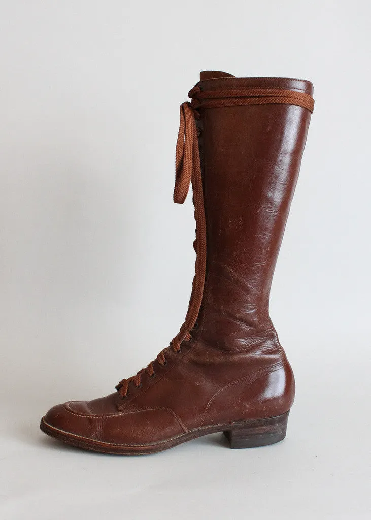 Vintage 1930s Tall Lace Up Boots