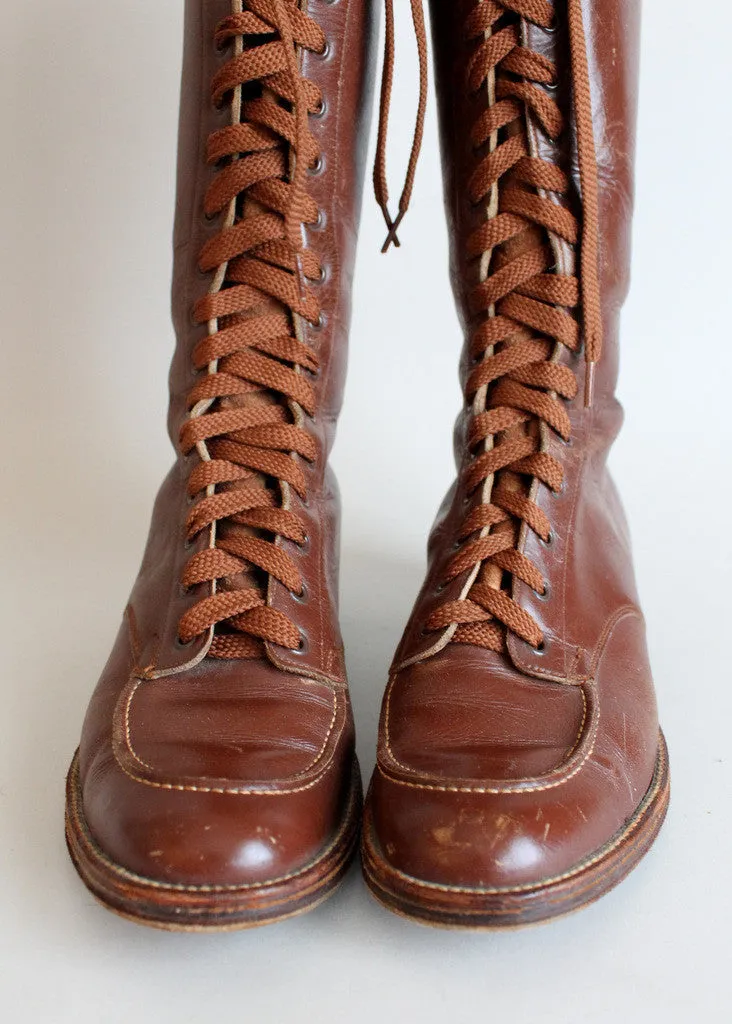 Vintage 1930s Tall Lace Up Boots