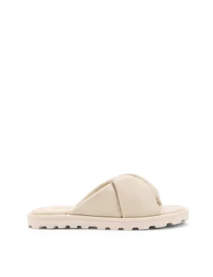 Westy Puffy Slides - Beige Leather