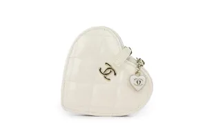 White Patent Quilted Heart Zipped Coin Purse